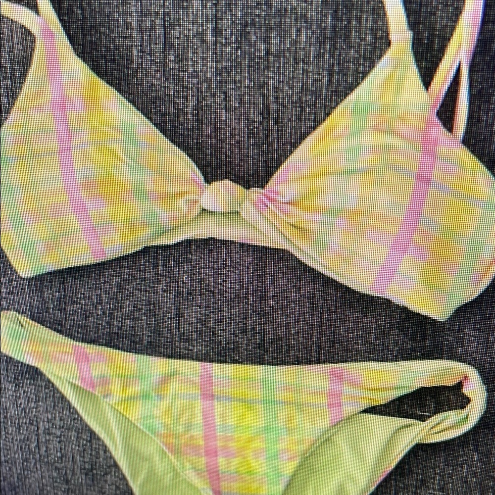 Multicolor Plaid Bikini Set